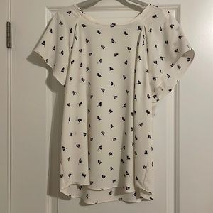 Ann TaylorWhite Floral Dress Shirt